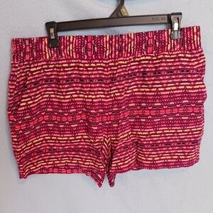Magenta Neon Striped Flowy Shorts